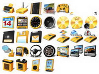 Computer system golden icon png