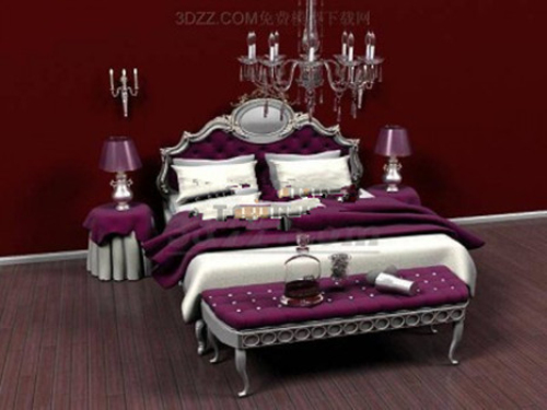 Purple noble bed 3d models