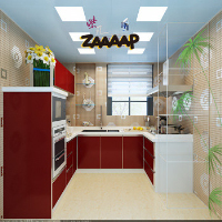 Red natural style kitchen model