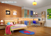 The orange Kawaii children bedroom 3D model