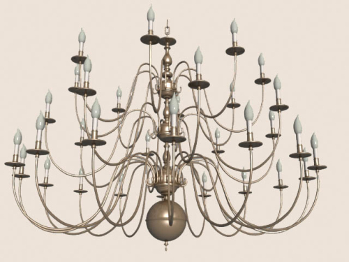Continental Iron Metal Glass Chandelier