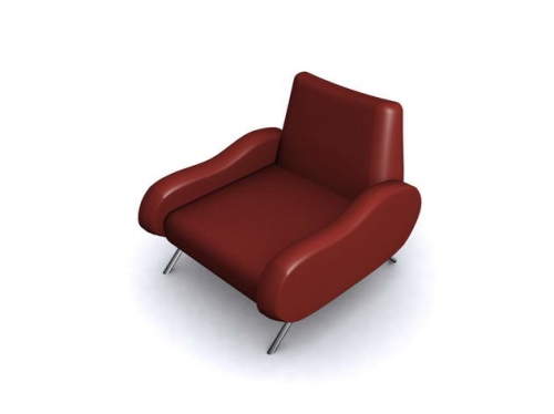 Red leather sofa 3D model