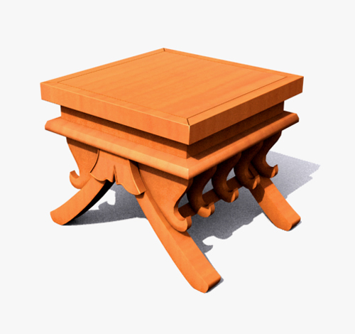 Square solid wood coffee table 3D Model Arts