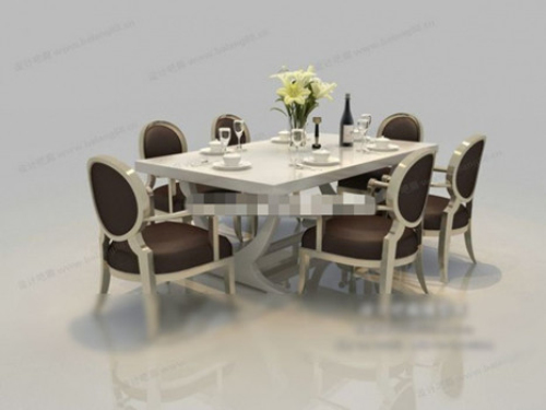 3d model of European-style tables and chairs