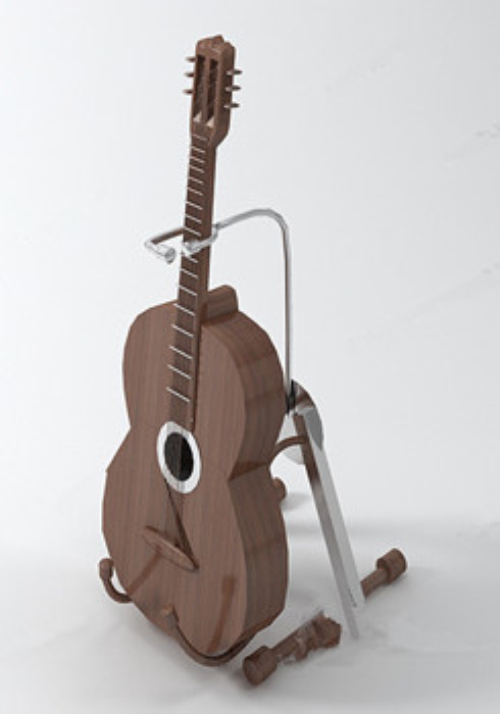 Brown guitar 3d model