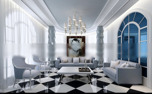 Mediterranean style living room model