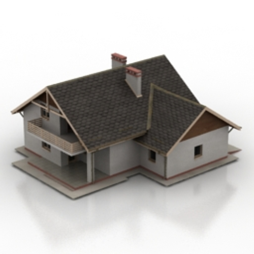 European 3D model of the old era cottages