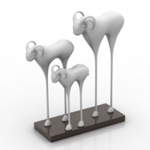 Three lambs metal sculpture model