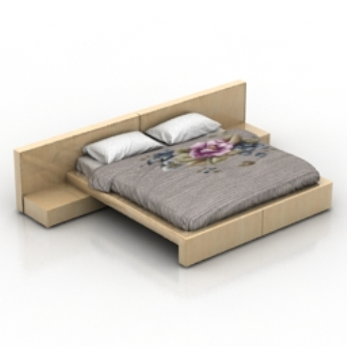 Double wooden bed model