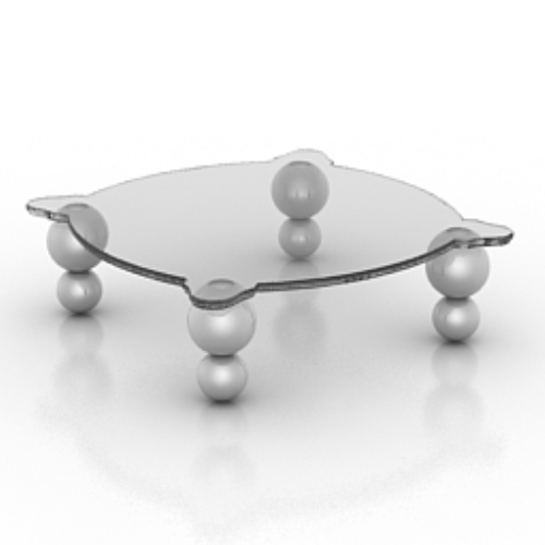 Transparent glass coffee table model