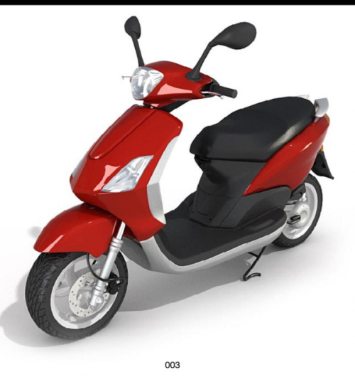 3d model red and black scooter