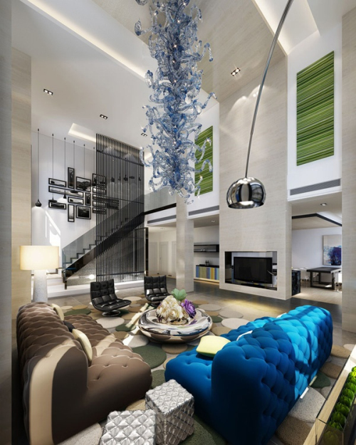 Modern and stylish living room decoration 3d models