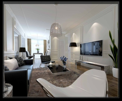 black and white fashion minimalist living room 3D models