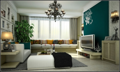3D model of the living room European-style garden
