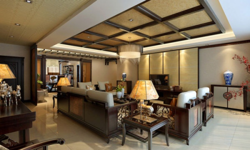 beautiful Chinese style living room 3d model