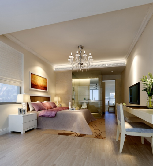 3d model modern bedroom suite bathroom integrated