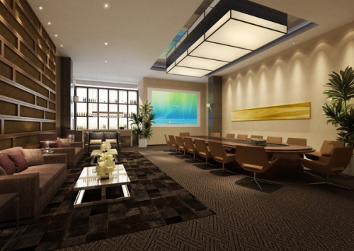 Modern fashion long table conference room 3D model