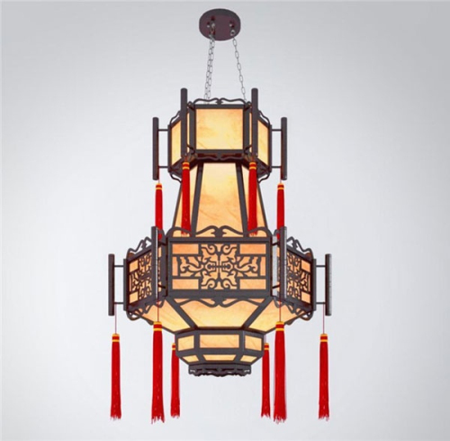 Chinese classical style two-tier chandelier 3d model