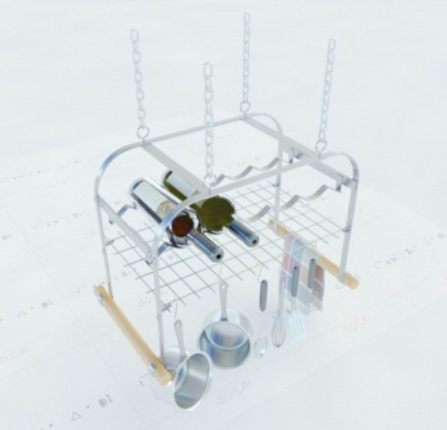 3D models can be hung kitchen wine rack