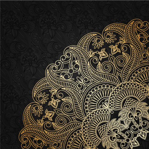 Delicate gold pattern background vector material