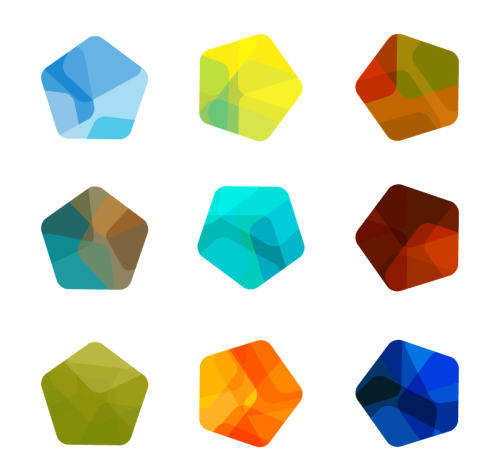 9 color pentagon symbol vector material