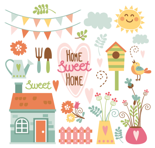 20 models of cartoon garden element vector material