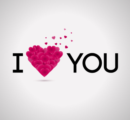 I love you, word art design vector material