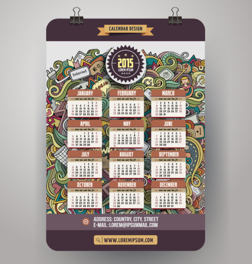 Fashion 2015 single page calendar vector material