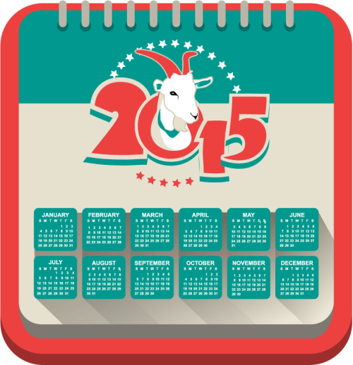 2015 calendar vector material retro Sheepshead