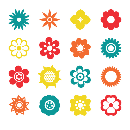 16 models of cartoon flowers icon vector material