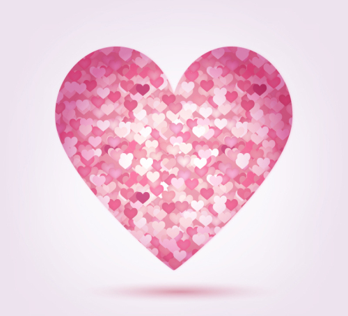 Pink broken heart love the combination of vector material