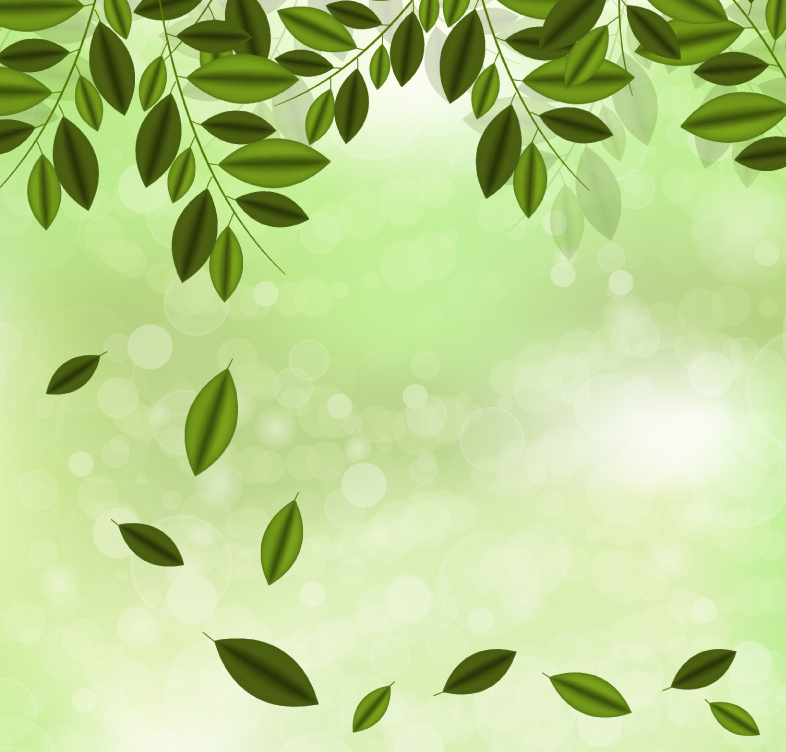 Green branches halo background vector material