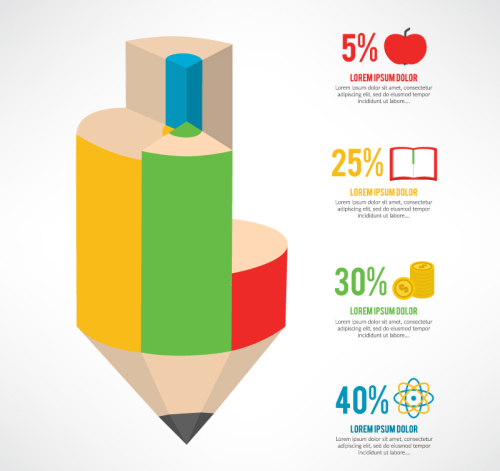 Creative pencil drawing design vector material business information