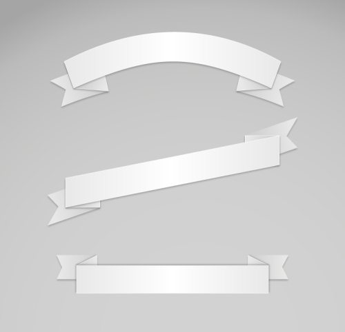 3 white ribbon banner vector material