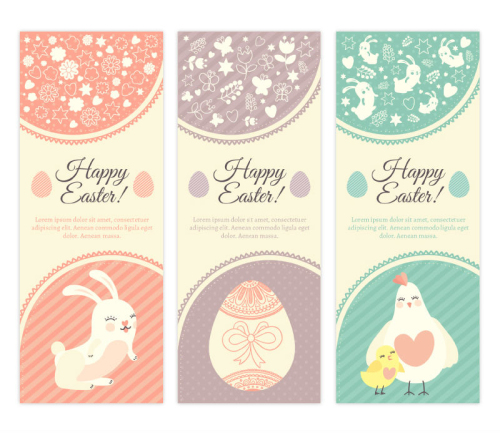 3 fresh Easter card vector material