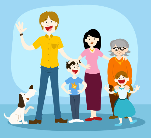 Happy three generations vector material