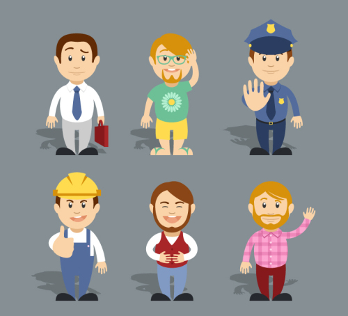 6 cartoon career figures vector