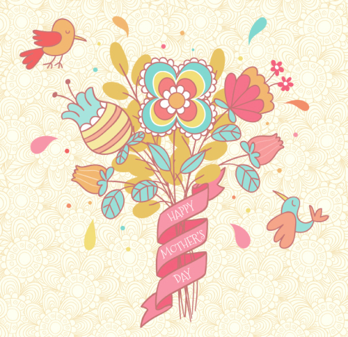 Fresh flowers for Mother's Day greeting cards vector material