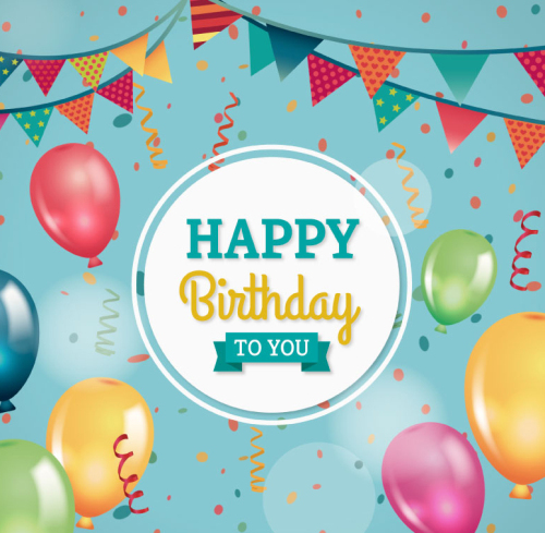 Colorful balloons holiday card vector material