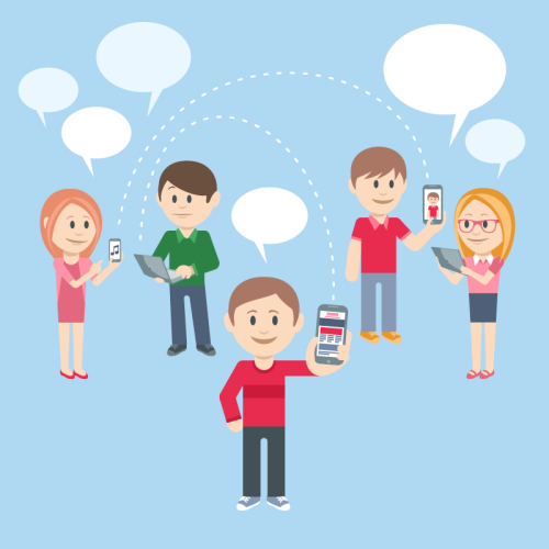 Social life characters and language bubble vector