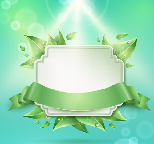 Vector map of green leaves and ribbons