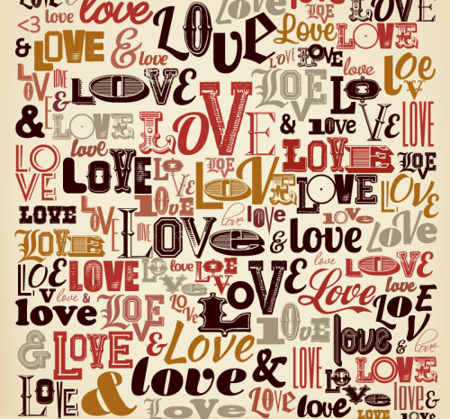 Love WordArt seamless background vector