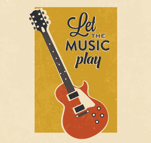 Vintage guitar poster vector