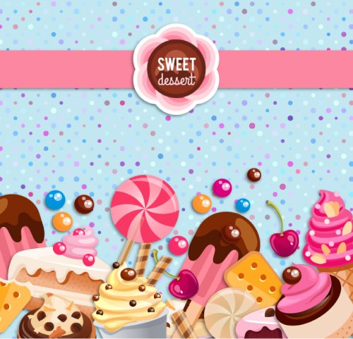 Exquisite dessert background vector material