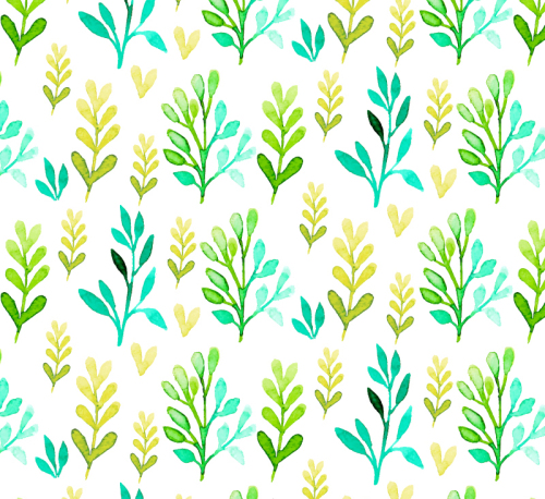 Seamless background vector material for fresh water color plant