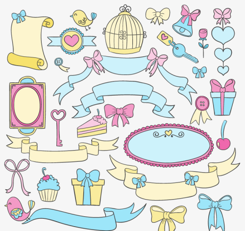 30 color wedding elements vector material