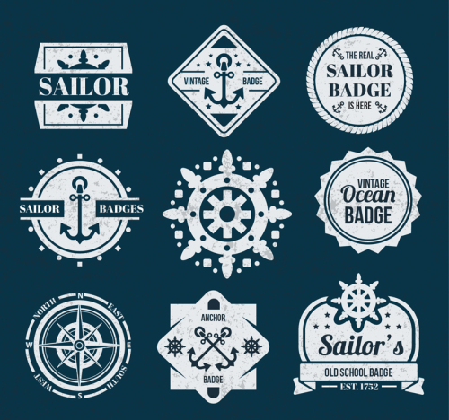 9 nautical element tag vector