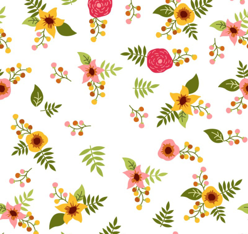 Colored flowers seamless background vector material