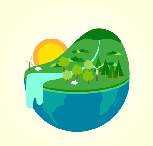 Creative Vector Green Earth Landscape