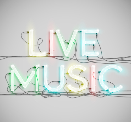 Live concert neon WordArt vector